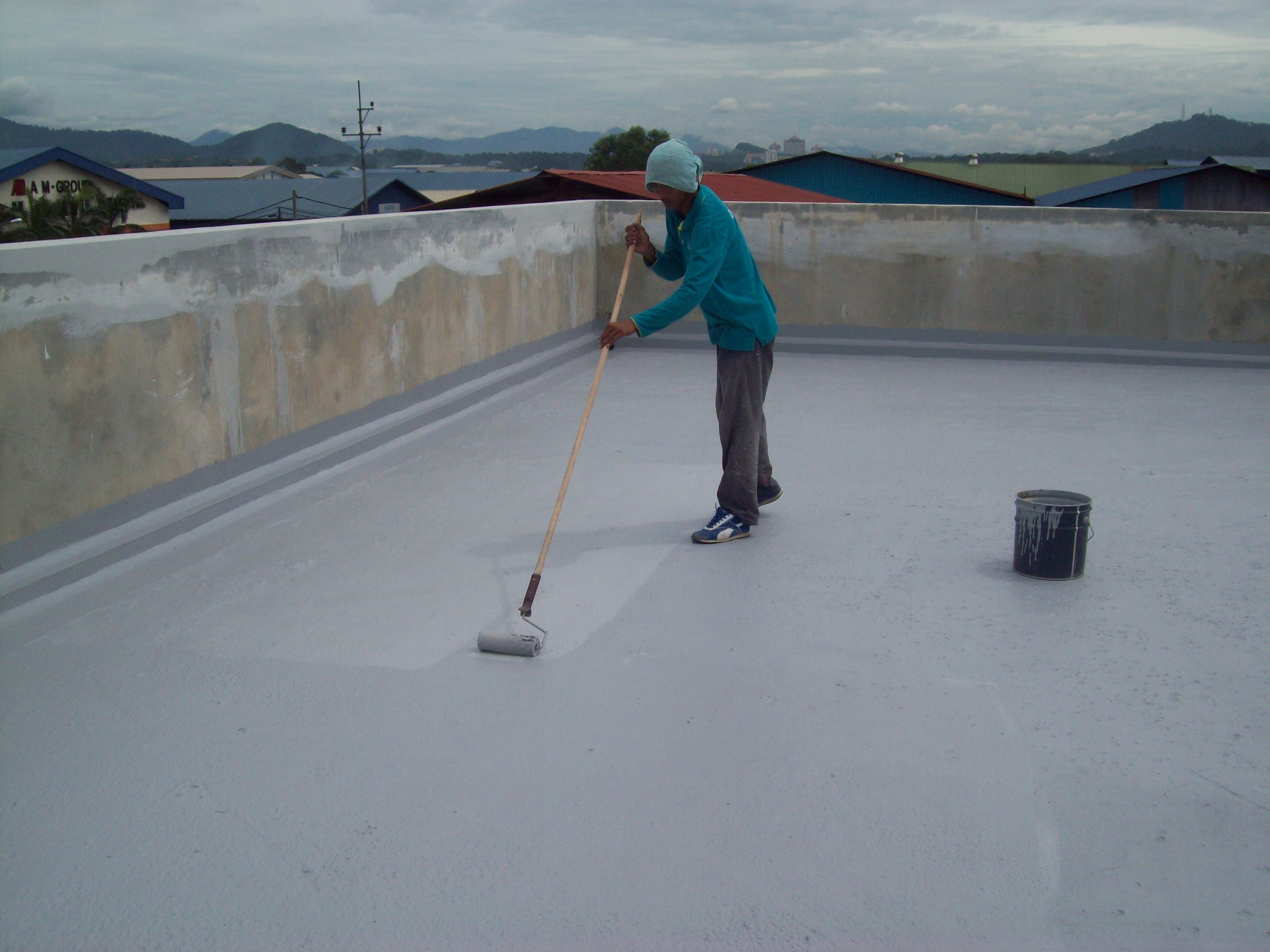 Reinforced concrete slab waterproofing application